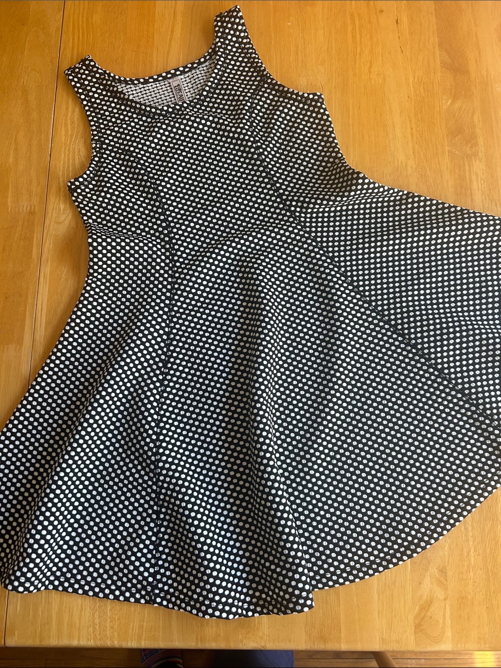 Beautees Black & White Polka Dot Dress Top